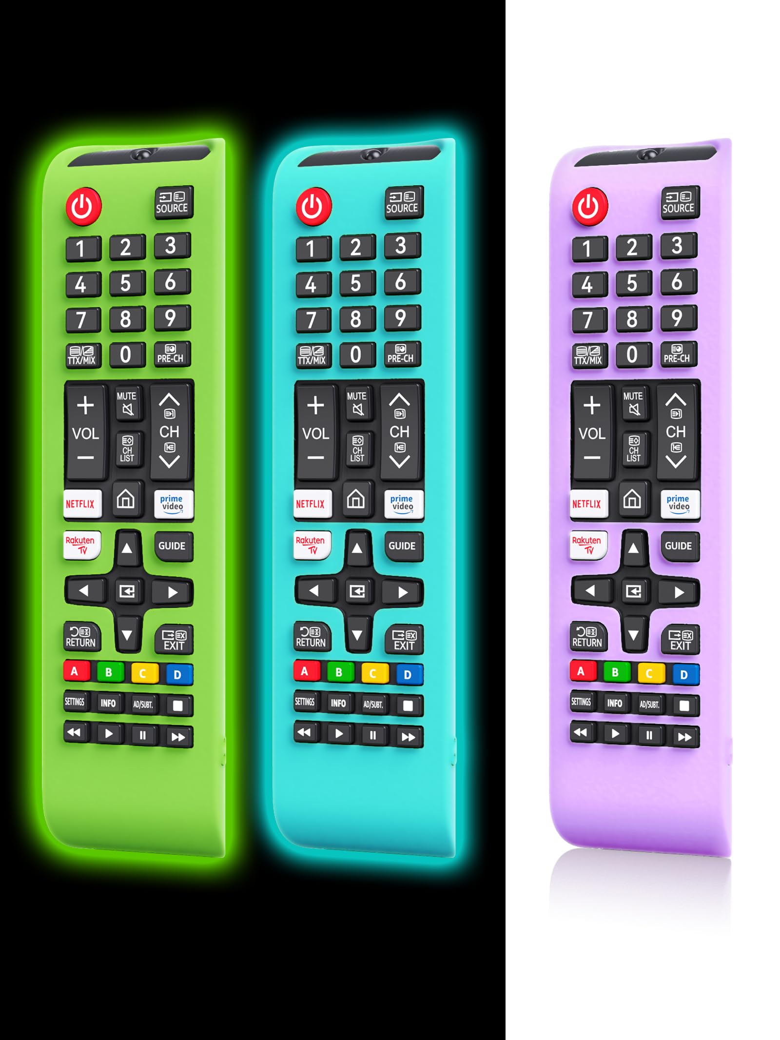 Photo 1 of [Pack of 3] Protective Cover for Samsung TV Remote, Silicone Protective Case Compatible with Samsung Smart TV Remote BN59-01301A Bn59-01315A Bn59-01199F [Light Weight/Anti Slip/Shock Proof/Glowing]