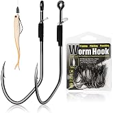 Dovesun Weedless Worm Hooks for Bass Fishing Straight Shank Wacky Rig Hooks | 30 Pack 4X Strong High-Carbon Steel, Texas Rig Hooks, Baitholder Nylon Wire Wrap or Wire Weed Guard, Sizes 1/0-3/0