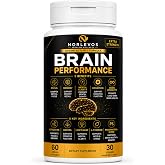 Norlevos Advanced 5-in-1 Brain Performance Formula &ndash;Cognitive Support for Focus, Memory &amp; Mental Clarity-Citicoline, Bacopa Monnieri, Lion's Mane Mushroom, L-Tyrosine&ndash; 60 Vegan Capsules