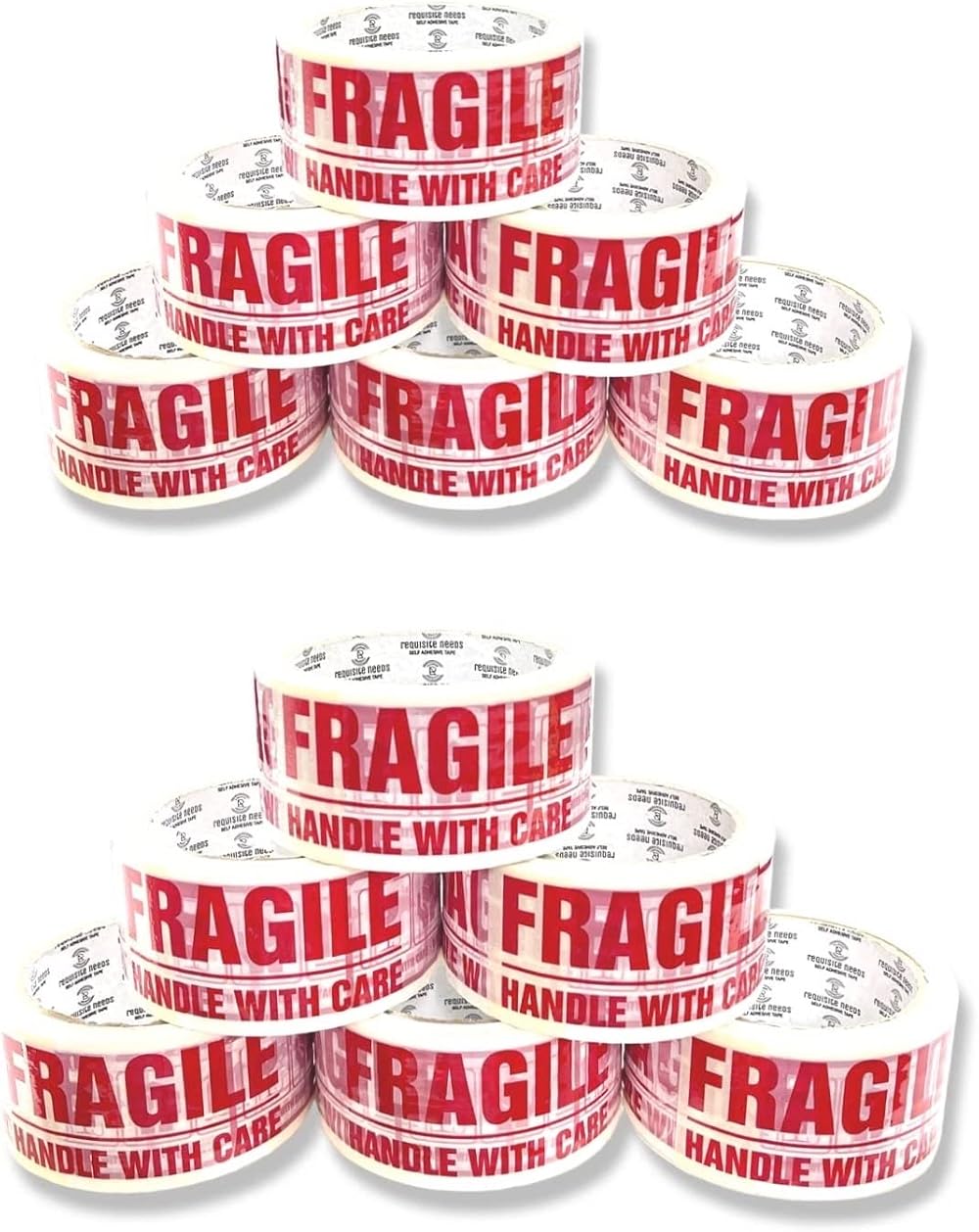 BARGAIN FACTORY Fragile Packing Tape 12 Rolls Per Pack Yellow Violet Red