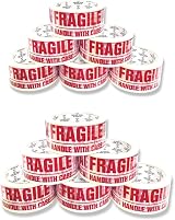 BARGAIN FACTORY Fragile Packing Tape 12 Rolls Per Pack Yellow Violet Red