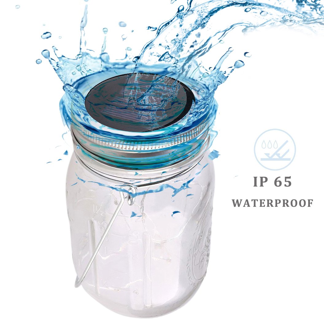 Mason Jar Licht, Solar Laterne 20Leds Lichterkett Glas Hängeleuchte Outdoor Solarlampe Balkon Tischleuchte für Außen,Dekoration für Zuhause Party Garten Hochzeit(Warmweiß)