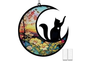 COSOWO Pet Memorial Suncatcher, Loss of Cat & Dog Sympathy Gifts, Hanging Stained Acrylic Light Catcher, Cat & Dog Memorial Ornament for Pet Lovers, Sunset Pattern