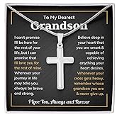 LEONADORA Crosss Grandson Necklace From Meme, Grandson Gifts From Grandma, Grandpa, Papa, Nana, Graduation Gifts From Grandmother Grandfather, Chains For Men