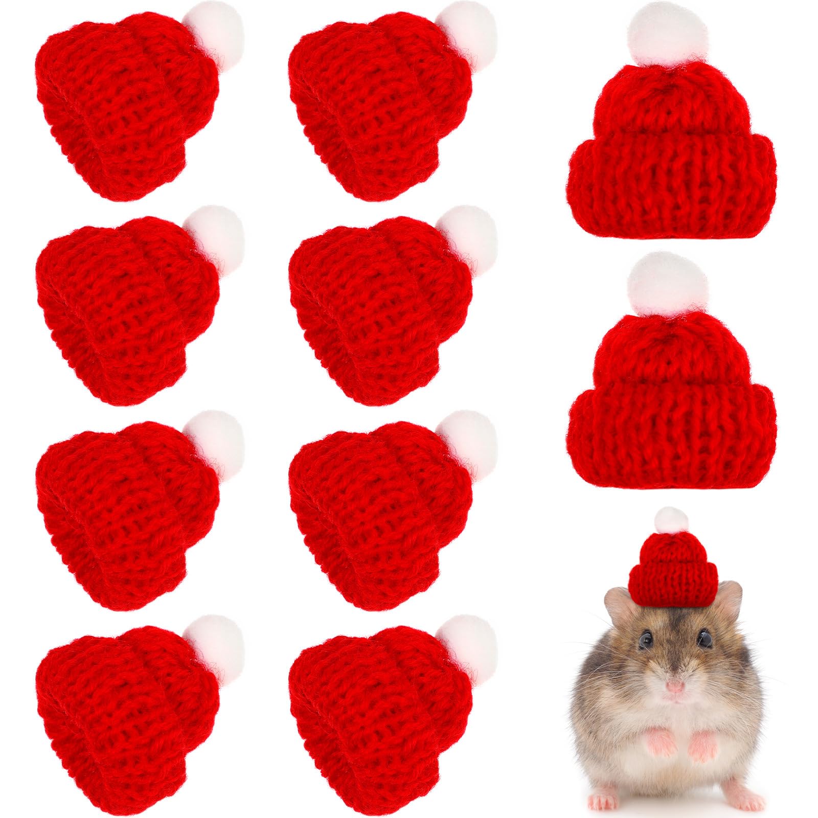Amosfun 10PCS Christmas Knitted Small Hat Santa Claus Cap Cute Christmas Party Mini Hats Bottle DIY Handmade Accessories