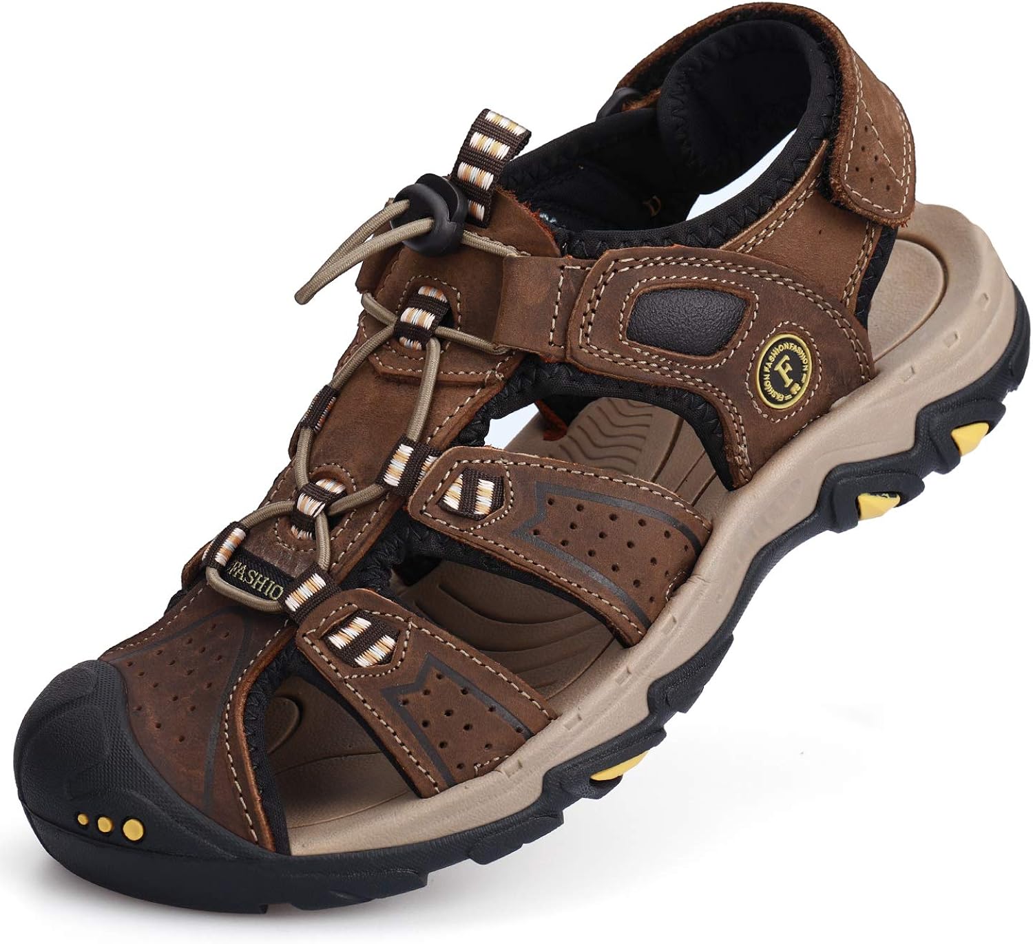 labato Men's Sandals Waterproof Leather Closed Toe Sandals