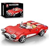 Reobrix 808 Corvette C1 Building Blocks Set, 1:24 Scale Model Car Kit for Display and Collectible, Convertible Sports Car Bui