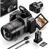 Câmera Digital 4K 72MP com Zoom Óptico 12X, Tela Flip 270° para Selfie e Vlog, WiFi, Flash Xenon, Câmera DSLR para Iniciantes