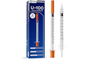 MED NEEDLE 8 Pcs Insulin Syringe U-100 | 1ml/cc with 30G 1/4''(6mm) Needle, Individual Packaging