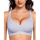 Gailife Scalloped Lift Bras Women Soft Jelly Push Up Wireless Bra Supportive V Neck No Underwire Seamless Tshirt Bralettes