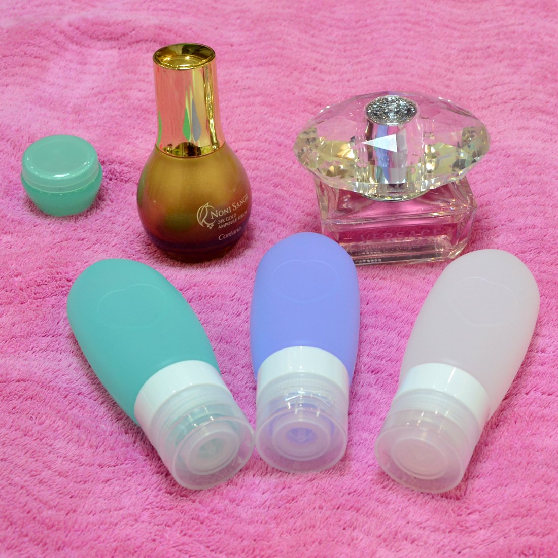 Leakproof Silicone Travel Bottle, ROCKBIRDS Refillable Travel Toiletries Containers With 3 oz Squeeze Shampoo Bottle(89ml) & Cosmetic Containers(10mL), FDA Certificated, TSA Approved