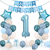 1st Birthday Decorations Boy with 40inch 1 Balloon | First Birthday Decorations for Boy with Baby Blue Balloons, 1 Balloon, H