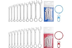 GOLD DEER 20Pcs Ultra-Thin Standard Metric and SAE 4mm-11mm & 5/32"-7/16" Mini Wrench Set Stainless Steel Open End and Box En