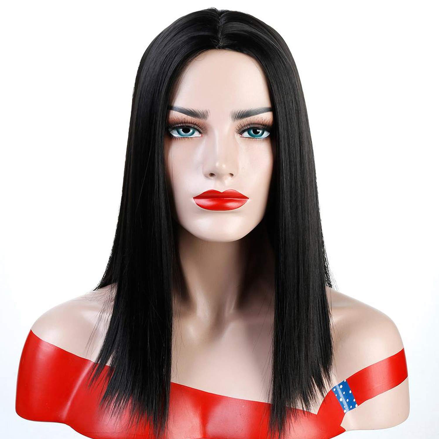 Amazon Com Synthetic Straight Hair Black Short Bob Wigs Middle