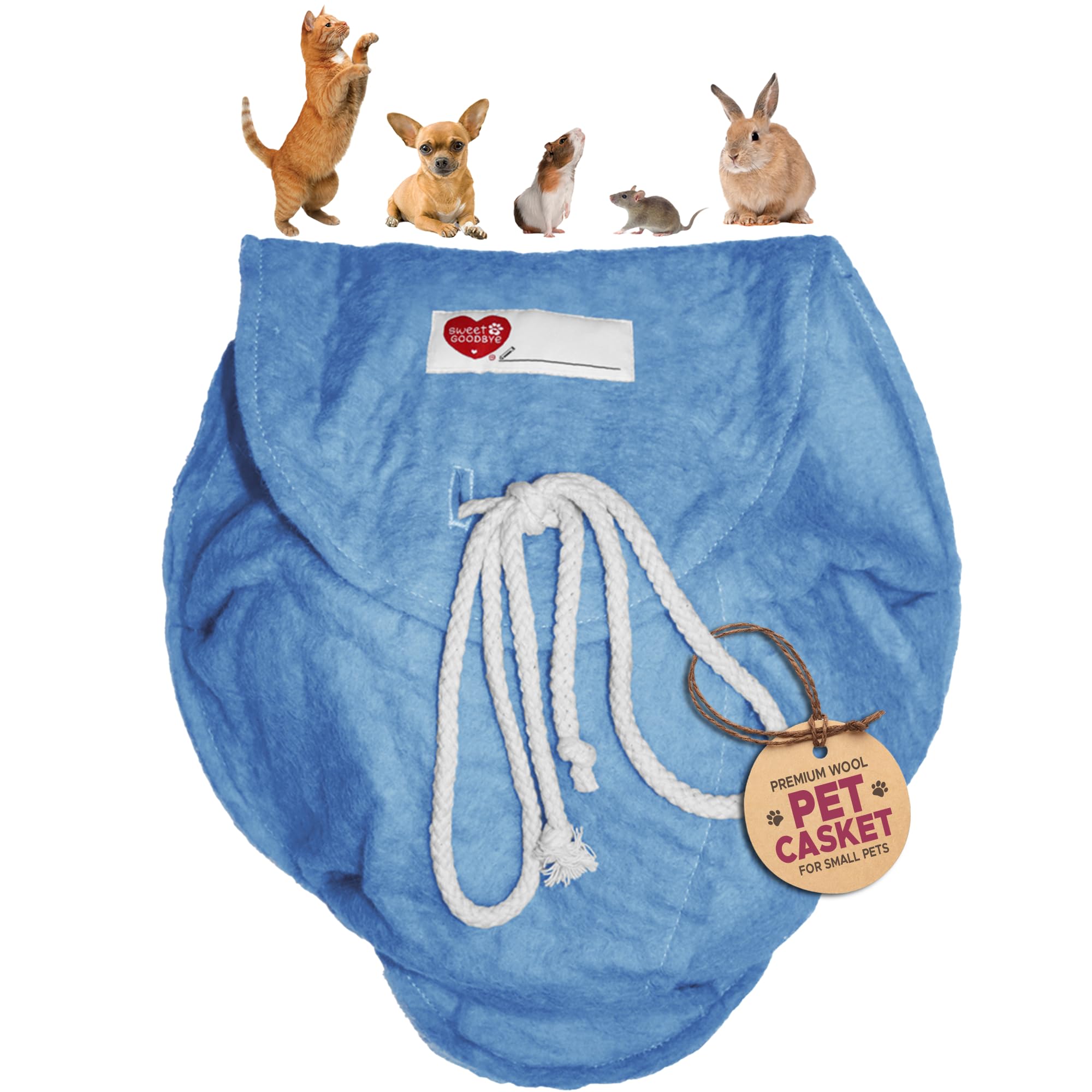 Sweet Goodbye Cloud® Eco-Friendly Pet Burial & Cremation Ceremony Kit - Casket for Smaller Pets: Rabbits, Hamsters, Gerbils, Birds, Fish, Reptiles, Small Cats (Choose Size & Color)(Small, Light Blue)