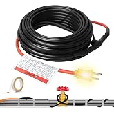 TOPDURE 100FT Pipe Heat Tape for Water Pipes, 3W/FT Self-Regulating Cable | ETL certified heat cable with built-in thermostat for efficient freeze protection on metal and plastic water pipes.