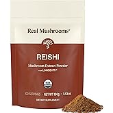 Real Mushrooms Reishi Mushroom Powder - Handpicked Organic Mushroom Extracts - Red Reishi for Tranquil Daily Wellness with Verified Beta Glucans Vegan, Non-GMO, No Grain Fillers, 100 Servings