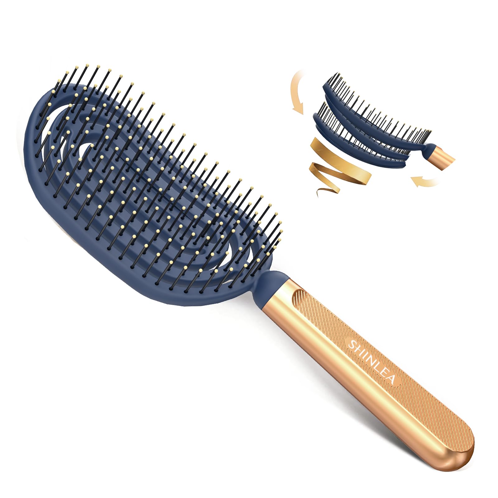 SHINLEA Spiral Detangle Hair Brush, Speed Dry Vented Detangling Brush for Wet&dry Hair, Massage Hairbrush with Flexible Soft Bristles for Curly, Straight, Women, Men, Kids