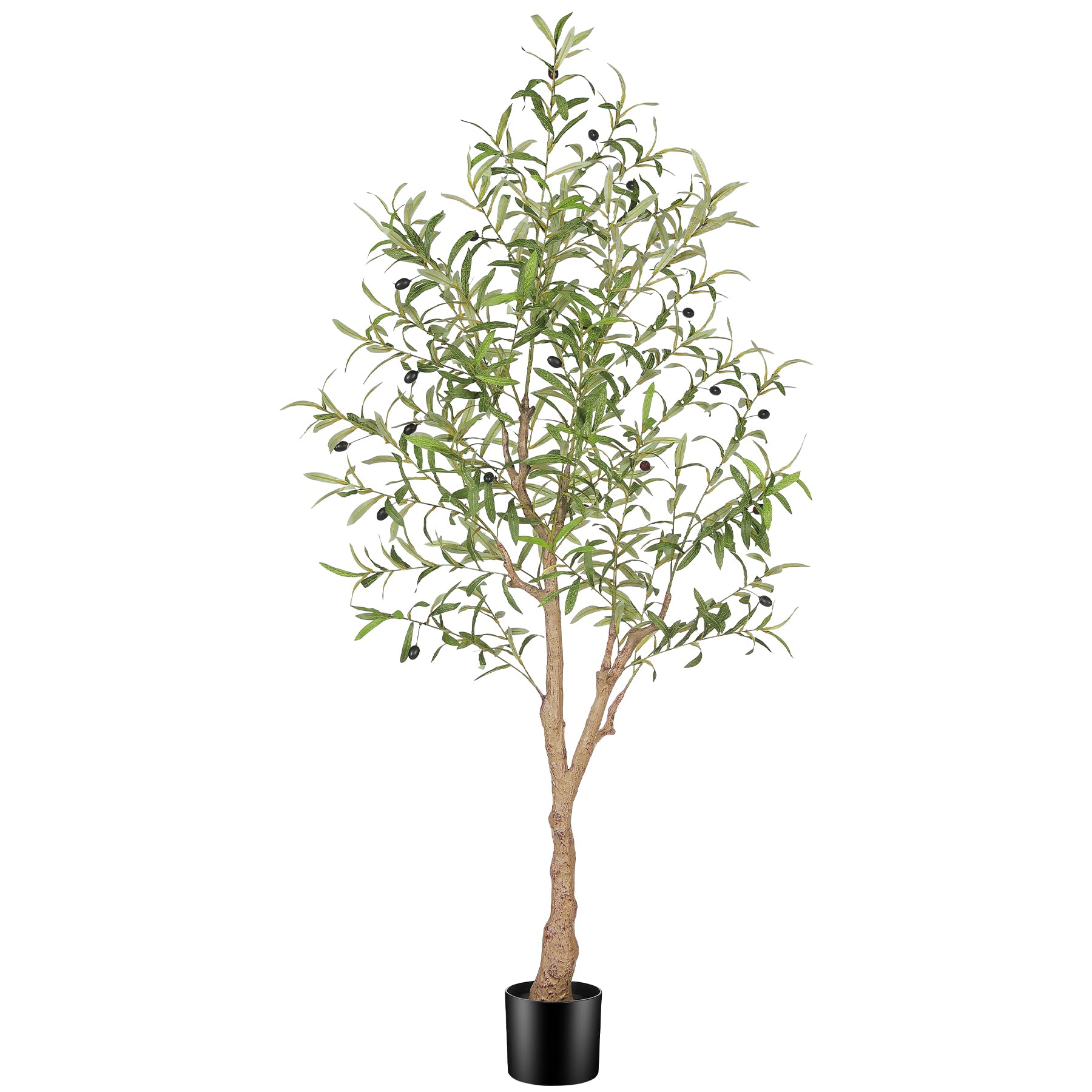 FEELEAD 5FT Artificial Olive Tree, Faux Olive Tree with Realistic Leaves and Natural Trunk, Potted Fake Olive Tree for Home, Living Room, Office Decor Image