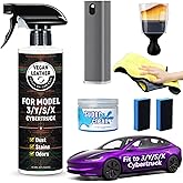 VINBYEE 6Pcs Customized for Tesla Model 3 Y X S Seat Cleaner, Tesla Interior & Screen Cleaner Kit, White/Black Seat Cleaning Kit for Stain Removal, 2025-2019 Tesla Accessories for Seats, Dash