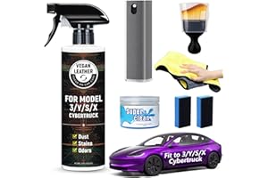 VINBYEE 6Pcs Customized for Tesla Model 3 Y X S Seat Cleaner, Tesla Interior & Screen Cleaner Kit, White/Black Seat Cleaning Kit for Stain Removal, 2025-2019 Tesla Accessories for Seats, Dash