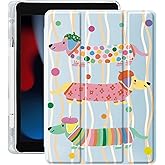Idocolors Case for iPad 11 inch (A16 Chip) 2025 Generation 11th / iPad 10.9 inch 2022 10th Gen, Built-in Pencil Holder with Soft TPU Shockproof Back Shell Auto Wake/Sleep, Dachshund-Blue