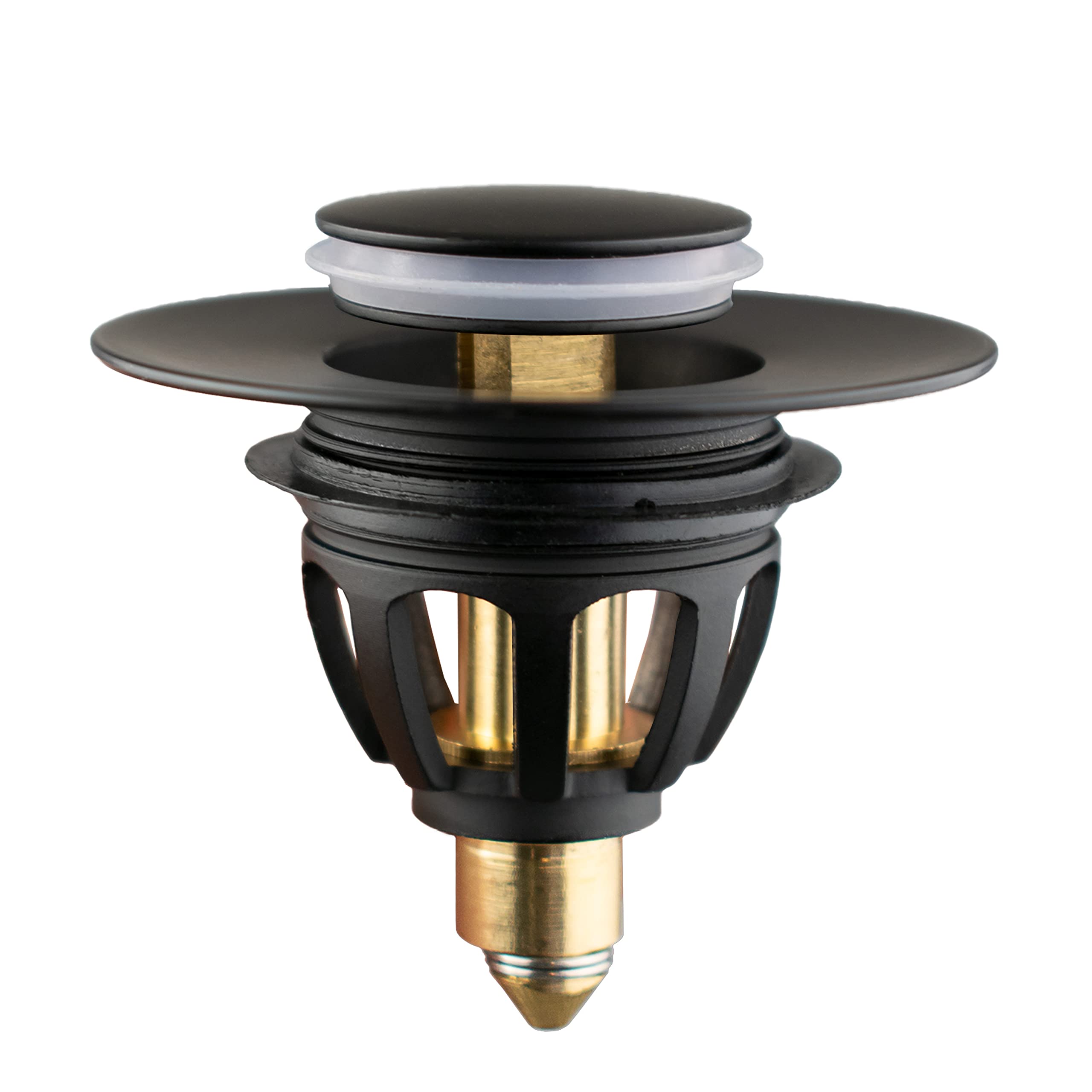 Xcel Home Matte Black Pop-Up Sink Plug Replacement 1 Pc | Click Clack Basin Waste | Universal Basin Stopper with Bounce Core | Drain Filter Strainer Stopper | Chrome Brass Stopper for Kitchen Bathroom