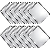 TANEMUDO 14 Pieces Baking Sheet Pan Cookie Sheet Set for Oven Stainless Steel Trays Nonstick Small Serving Tray Cake Toaster Metal Food Trays, for Oven and Dishwasher(10 x 8 x 1 Inch)