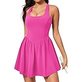 Ewedoos Tennis Dresses for Women with Shorts Underneath Easy Peezy Athletic Dress Workout Square Neck Golf Active Dress