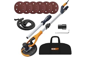 MAXXT Drywall Sander, Lightweight Popcorn Ceiling Removal Tool, 5 Variable Speed Foldable Telescopic Electric Drywall Sander,