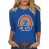 TKTSO Women Autism Awareness Shirt Autism Support 3/4 Sleeve Top Spring Inspirational Graphic Tee