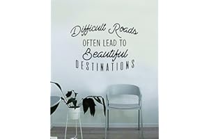 Boop Decals Difficult Roads Often Lead to Beautiful Destinations Quote Wall Decal Sticker Room Bedroom Art Vinyl Decpr Decoration Teen Inspirational Adventure Travel Mountains Explore Wanderlust