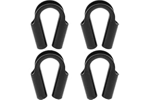 PNXKTXO 4Pcs 1/4" M6 Wire Rope Thimbles 6mm Black Stainless Steel Rope Tube Thimble Heavy Duty Cable Thimble