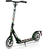 Hurtle Renegade Kick Scooter for Kids, Teenagers & Adults - 2-Wheel Folding Scooter with Adjustable T-Bar Handlebar - Alloy Anti-Slip Deck