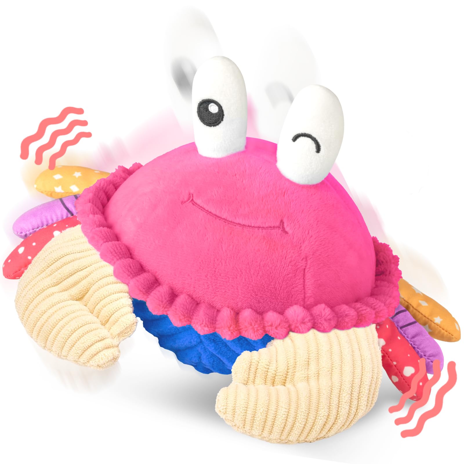 SAIMAND Dancing Crab Baby Toys 6-12 Months, Musical Crawling Crab with Music, Record & Replay, Montessori Sensory Plush Tummy Time Toys for 1 2 3 Year Old Boys and Girls Gifts (Pink)