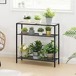 HOOBRO 29.5" Narrow Console Table, 3-Tier Tempered