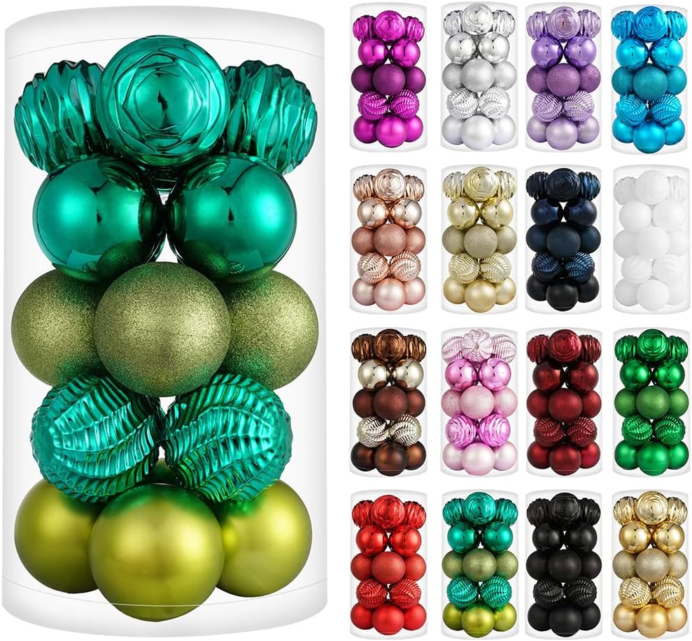 Ornaments - XmasExp 20ct Christmas Ball Ornaments Shatterproof Xmas Tree Hanging Balls Decorations Perfect for Holiday Wedding Christmas Decor (Malachite Green, 3.15