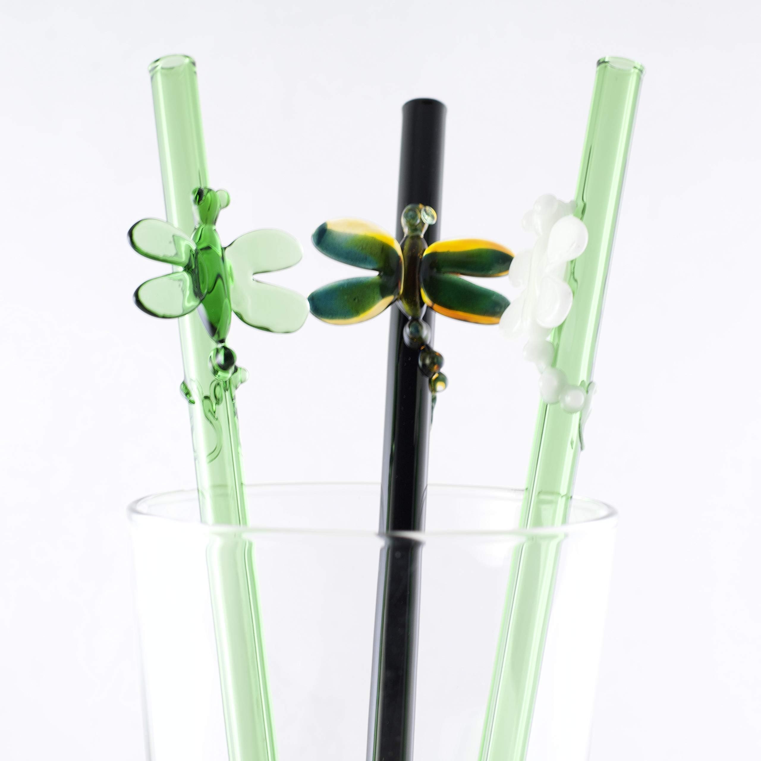 FBG Dragonfly Glass Drinking Straw 9" Pyrex, Eco-Friendly, BPA Free and in Your Choice of Color