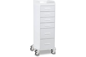 TrippNT 51033 Polyethylene Tall Locking Cart, 16" Width x 47" Height x 19" Depth, 6 Drawers, White
