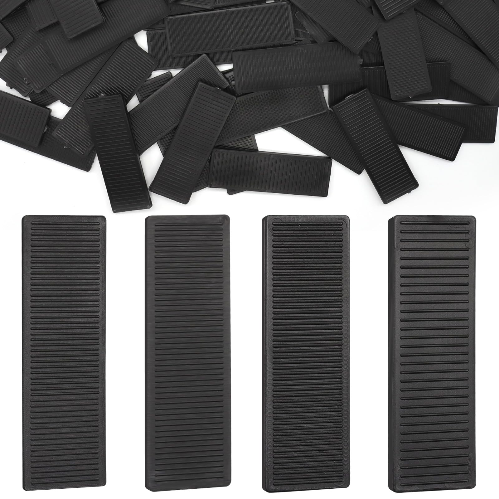Photo 1 of 80 Pcs Solid Plastic Shims for Leveling, Flat Drywall Shims for Leveling, 3/64, 5/64, 1/8, 5/32 Inch (Black)