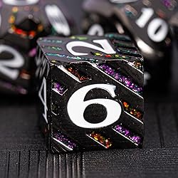 Metal Dice Set DND,Metallic Glitter Stripes D&D
