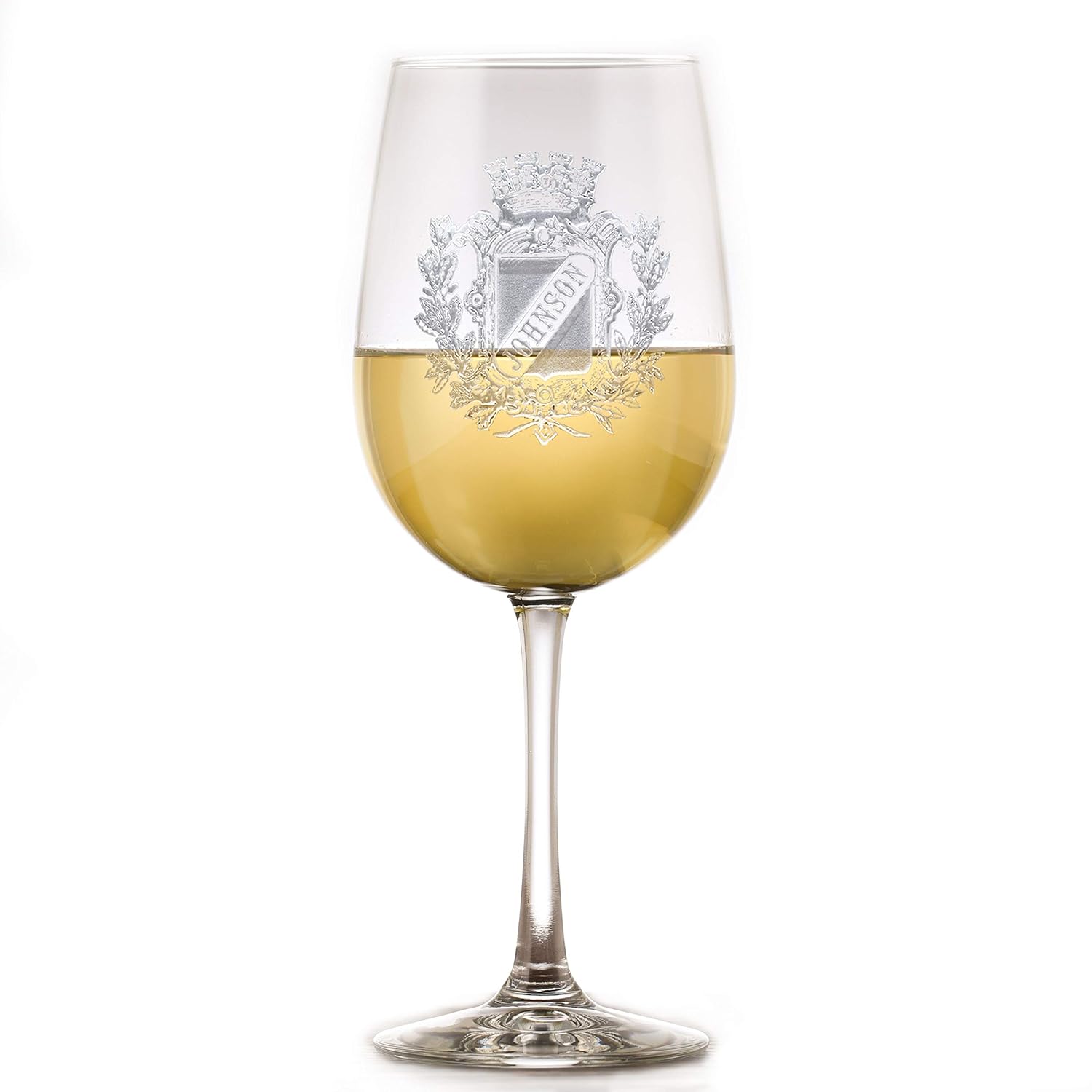 Personalized Family Crest Wine Glass, Engraved Coat Of Arms