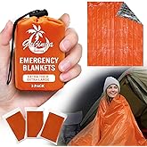 Guijinga 3-Pack Emergency Blanket, Extra-Thick Extra-Large Survival Blanket, Thermal Reflective Emergency Thermal Blanket for Outdoor Adventures, for Camping, Hiking, and Car Emergencies