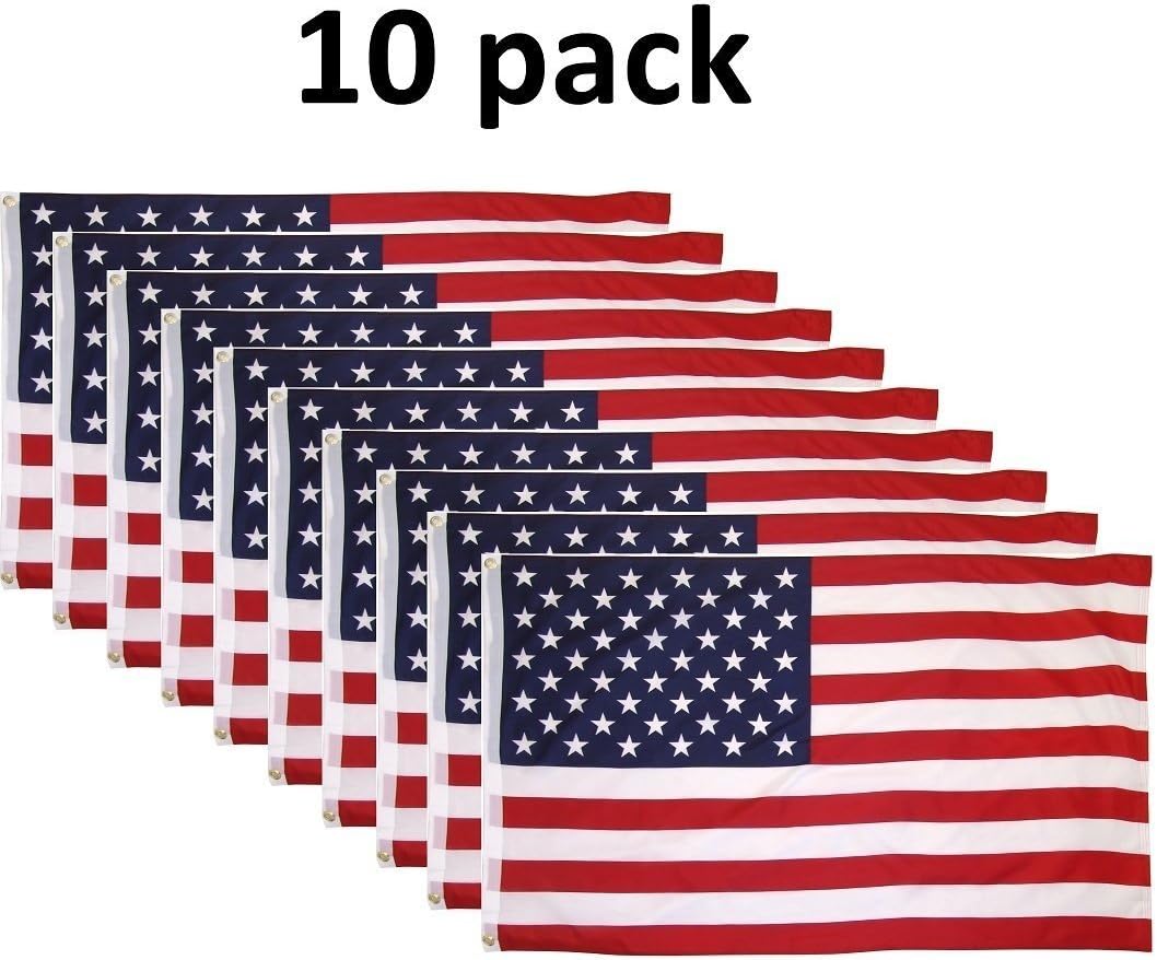 (Wholesale 10 Pack Lot 10 Flags) 3x5 USA American Stars and Stripes Flag Flags 3'x5