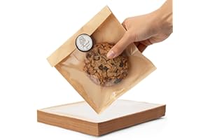 Bake Choice 100PCS Cookie Bags with Seal, 5.7x6.5 Inch Individual Cookie Packaging Bags for Gift Giving, Heat Sealable & Grease Proof Bakery Bag with Window, Baked Goods Packaging