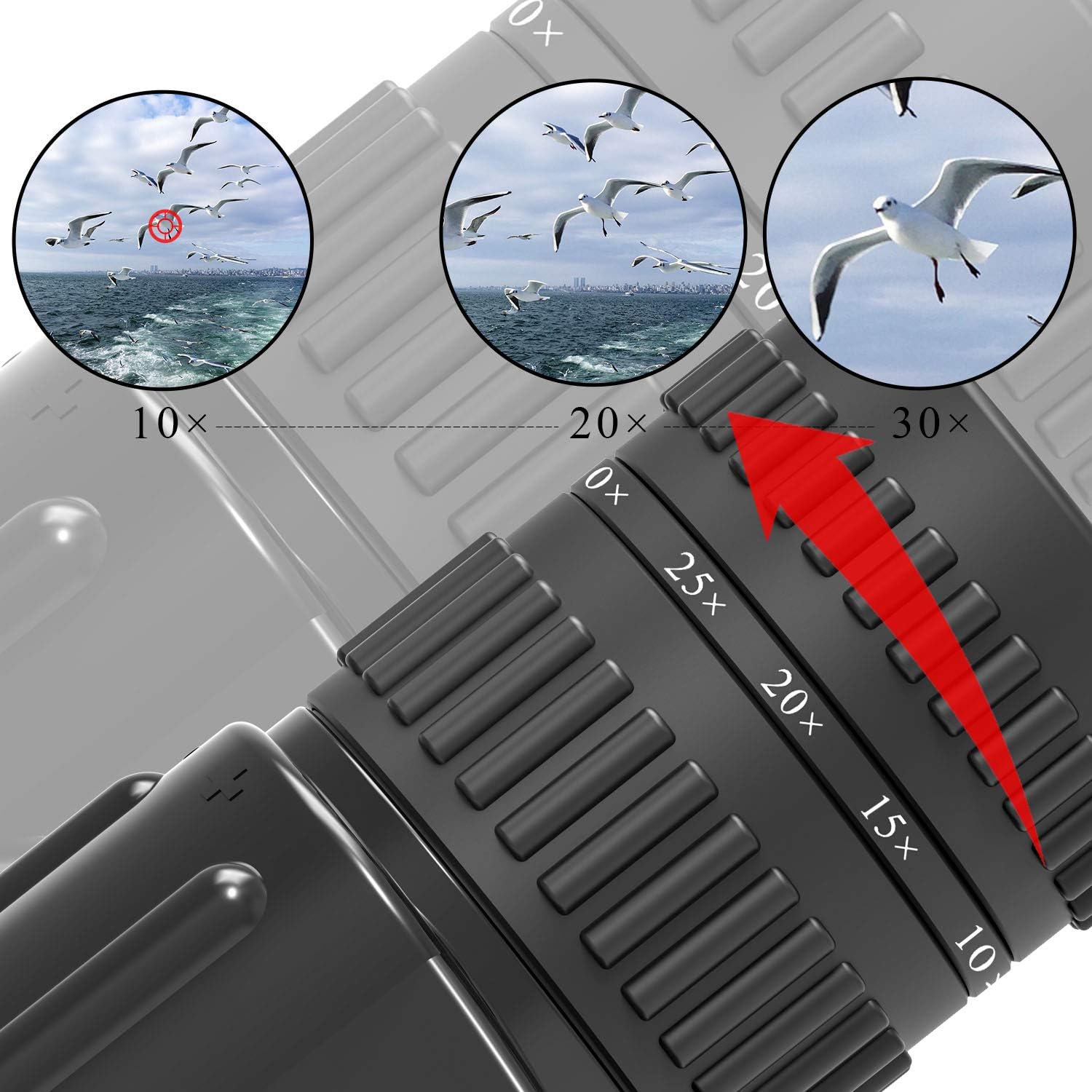 Emarth High Power 10-30X50 Zoom Monocular Telescope BAK4 Prism Waterproof Fog Proof Men Gifts for Bird Watching Camping Hunting Wildlife Traveling : Camera & Photo