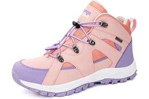 R CORD Kids Hiking Boots Waterproof Anti-Slip Outdoor Boots for Kids with Grippy Rubber Sole Girls Hiking Boots Protective Comfort for Rough Trails and Adventures Drawstring Closure