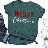 Womens Merry Christmas Funny Santa Graphic Tops Short Sleeve Tee Shirt