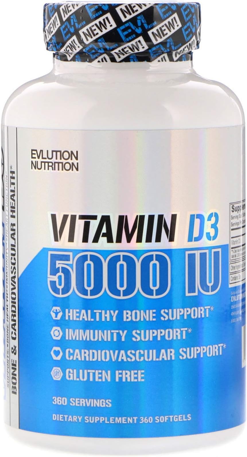 EVLution Nutrition, Vitamin D3, 5000 IU, 360 Softgels