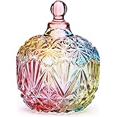 Danmu 1Pc Colorful Glass Storage Jar with Lid Candy Cookie Jar Jewelry Box Buffet Jar Biscuit Containers (750ml / 26oz)